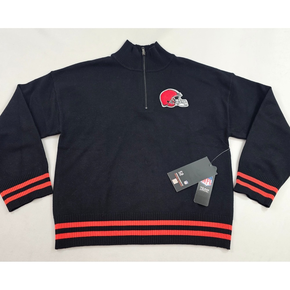 Ultra Game Cleveland Browns NFL Sweater Womens S Black Orange Zip QLLK664FCL-ZM